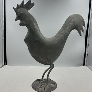 Metal Rooster Statue Rustic Farmhouse Country Decor 15"